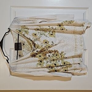 Guinevere Linen Blend Pullover Thin Floral Top Size XS